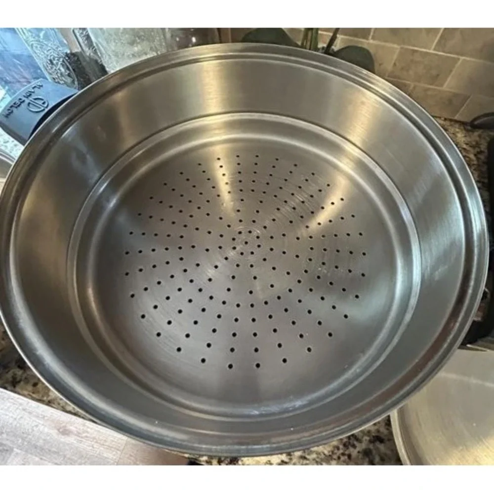 Alain Delon cherry blossom vintage 3 Tier Stainless Steel Steamer Pot France 13
